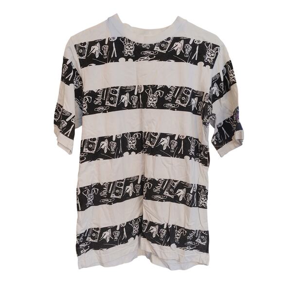 Vintage Y2K Shady.LTD Men's SM White/Black Stripe Graphic Tee - Picture 1 of 3